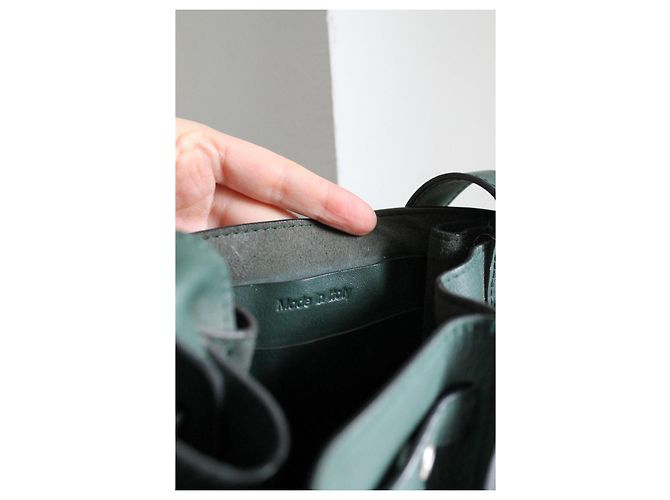 Céline Big Bag borsa a secchiello verde in pelle - vista 9