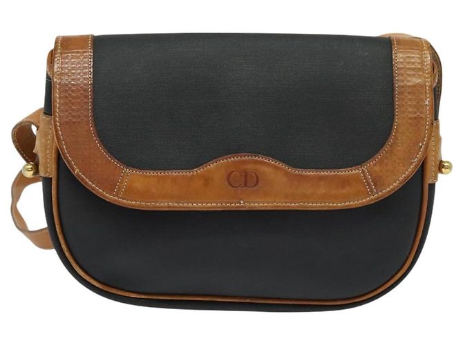 Borsa a spalla Christian Dior in pelle nera e oro Auth BA2030 Nero D'oro - vista 13