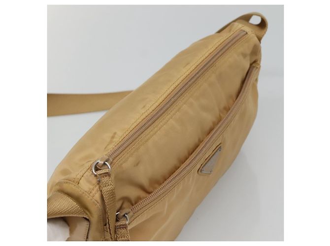 PRADA Borsa a Spalla Nylon Beige Argento Auth 123907 - vista 6