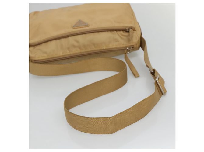 PRADA Borsa a Spalla Nylon Beige Argento Auth 123907 - vista 7