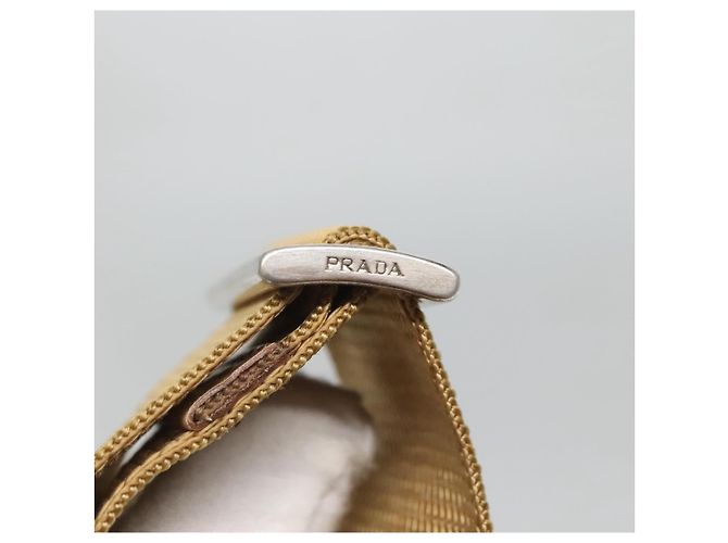 PRADA Borsa a Spalla Nylon Beige Argento Auth 123907 - vista 9