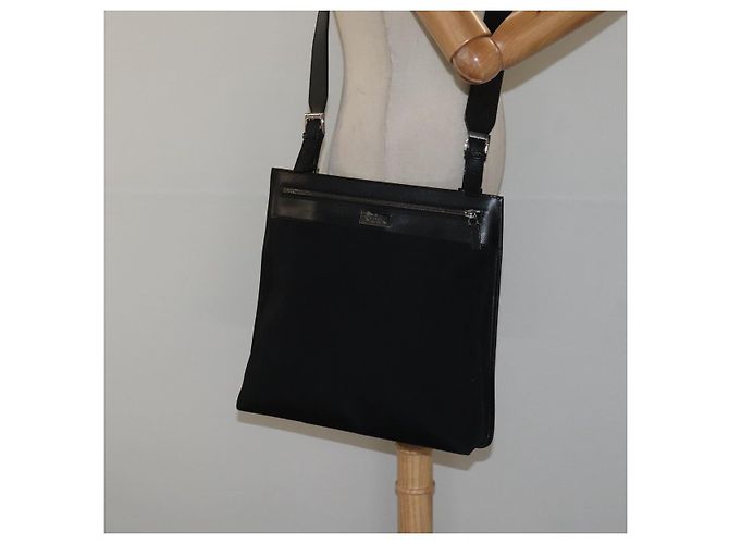 Borsa a Spalla GUCCI Nylon Nero Argento 92560 Auth ep8886 - vista 22