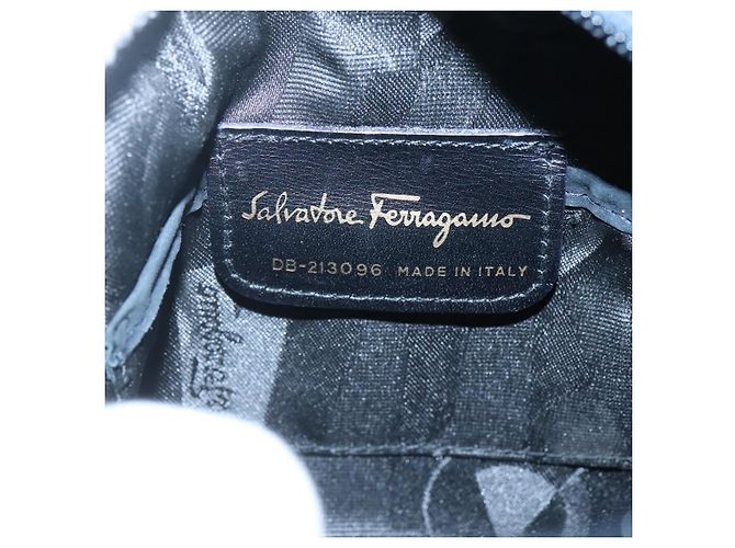 Borsa a Spalla Vala in Camoscio Blu Navy e Oro Auth gh061 di Salvatore Ferragamo D'oro - vista 11