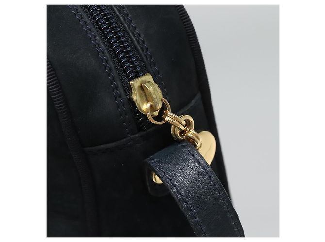 Borsa a Spalla Vala in Camoscio Blu Navy e Oro Auth gh061 di Salvatore Ferragamo D'oro - vista 17