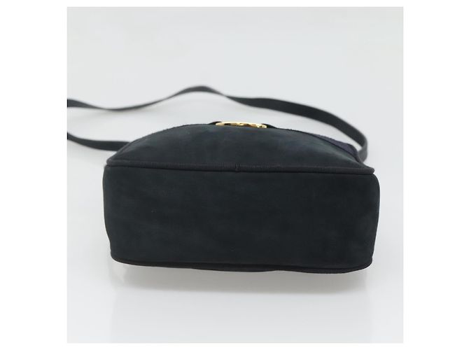 Borsa a Spalla Vala in Camoscio Blu Navy e Oro Auth gh061 di Salvatore Ferragamo D'oro - vista 5
