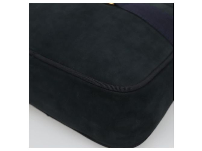 Borsa a Spalla Vala in Camoscio Blu Navy e Oro Auth gh061 di Salvatore Ferragamo D'oro - vista 9