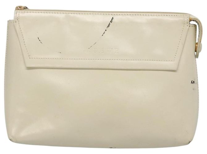 LOEWE Pouch Pelle Bianca Auth bs25555 Bianco - vista 13