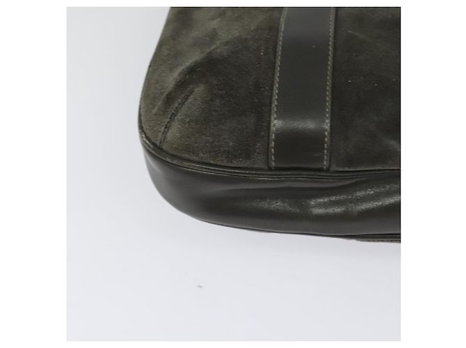 Céline Borsa a mano CELINE in pelle scamosciata grigia e oro Auth BA2092 Marrone D'oro - vista 15