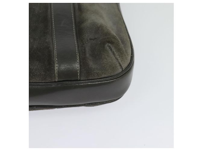 Céline Borsa a mano CELINE in pelle scamosciata grigia e oro Auth BA2092 Marrone D'oro - vista 16