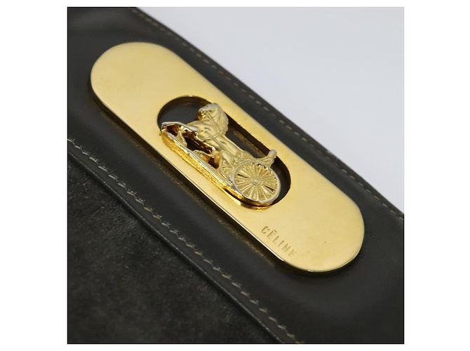 Céline Borsa a mano CELINE in pelle scamosciata grigia e oro Auth BA2092 Marrone D'oro - vista 17
