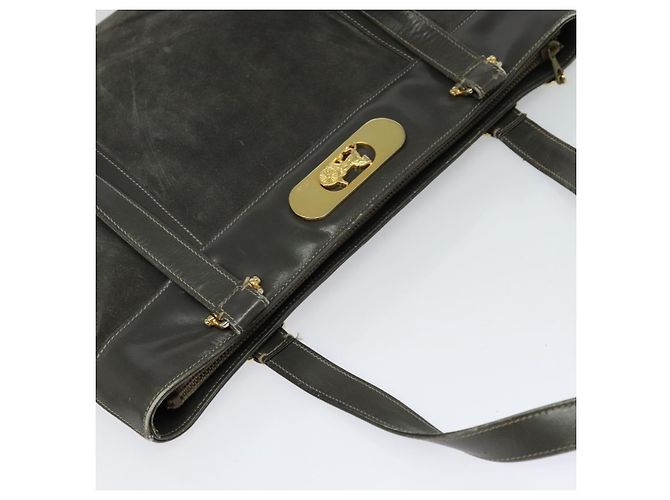 Céline Borsa a mano CELINE in pelle scamosciata grigia e oro Auth BA2092 Marrone D'oro - vista 6