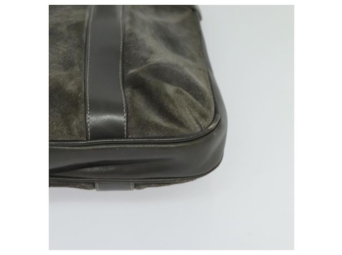 Céline Borsa a mano CELINE in pelle scamosciata grigia e oro Auth BA2092 Marrone D'oro - vista 9