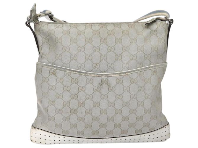 Borsa a Spalla GG Canvas Gucci Argento 145857 Auth ki5740 - vista 13