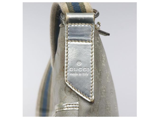 Borsa a Spalla GG Canvas Gucci Argento 145857 Auth ki5740 - vista 17
