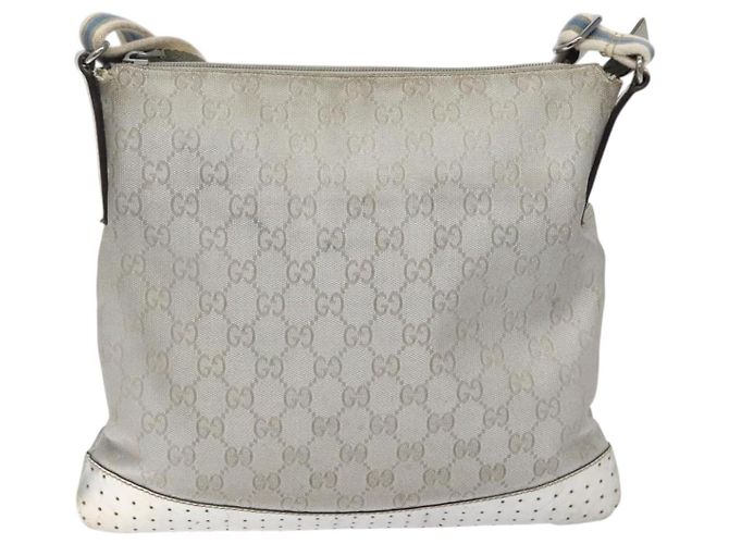 Borsa a Spalla GG Canvas Gucci Argento 145857 Auth ki5740 - vista 2
