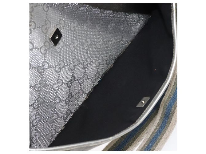 Borsa a Spalla GG Canvas Gucci Argento 145857 Auth ki5740 - vista 22