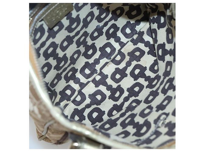 Borsa a Spalla GUCCI GG Canvas Sherry Line Beige Nero 144388 Auth 123961 - vista 11