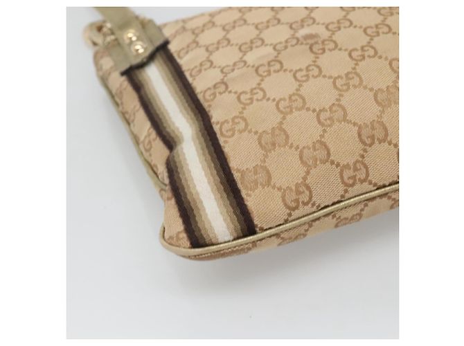 Borsa a Spalla GUCCI GG Canvas Sherry Line Beige Nero 144388 Auth 123961 - vista 14