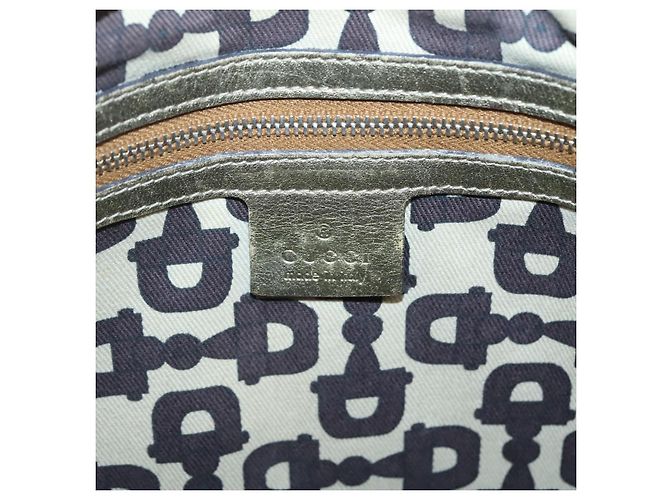 Borsa a Spalla GUCCI GG Canvas Sherry Line Beige Nero 144388 Auth 123961 - vista 18