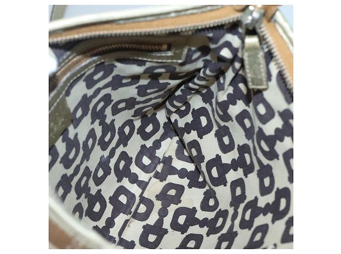 Borsa a Spalla GUCCI GG Canvas Sherry Line Beige Nero 144388 Auth 123961 - vista 19