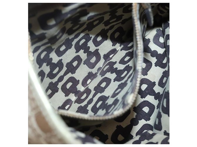 Borsa a Spalla GUCCI GG Canvas Sherry Line Beige Nero 144388 Auth 123961 - vista 21