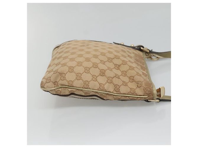 Borsa a Spalla GUCCI GG Canvas Sherry Line Beige Nero 144388 Auth 123961 - vista 3