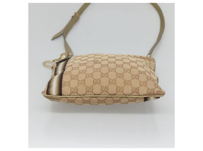 Borsa a Spalla GUCCI GG Canvas Sherry Line Beige Nero 144388 Auth 123961 - vista 5