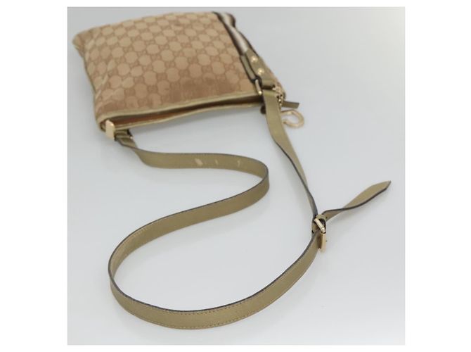 Borsa a Spalla GUCCI GG Canvas Sherry Line Beige Nero 144388 Auth 123961 - vista 7