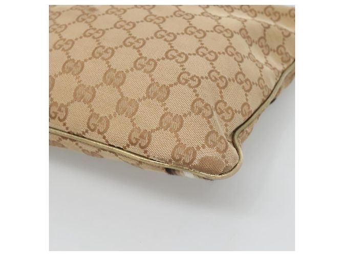 Borsa a Spalla GUCCI GG Canvas Sherry Line Beige Nero 144388 Auth 123961 - vista 9