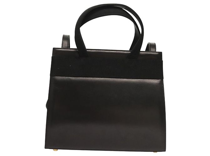 Borsa a mano in pelle Vala 2 vie nera e oro di Salvatore Ferragamo Auth gh079 Nero D'oro - vista 2