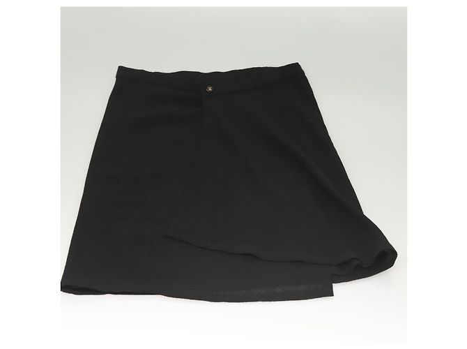 Falda CHANEL de lana negra CC Auth am8344 Negro - vista 2