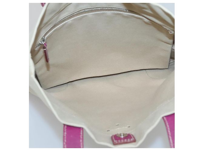 PRADA Borsa a Mano Tela Pelle Beige Viola Argento Auth am8322 Porpora - vista 10