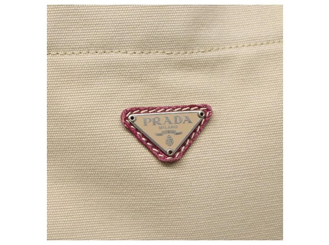 PRADA Borsa a Mano Tela Pelle Beige Viola Argento Auth am8322 Porpora - vista 17