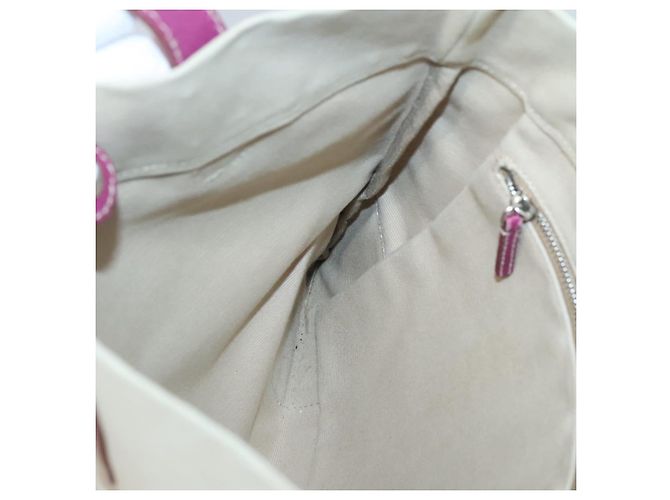PRADA Borsa a Mano Tela Pelle Beige Viola Argento Auth am8322 Porpora - vista 19