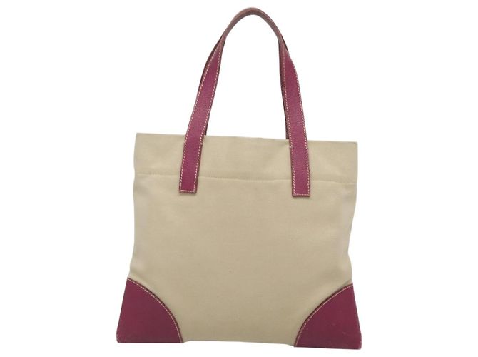 PRADA Borsa a Mano Tela Pelle Beige Viola Argento Auth am8322 Porpora - vista 2