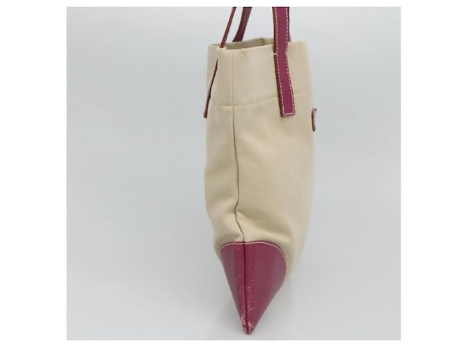 PRADA Borsa a Mano Tela Pelle Beige Viola Argento Auth am8322 Porpora - vista 3