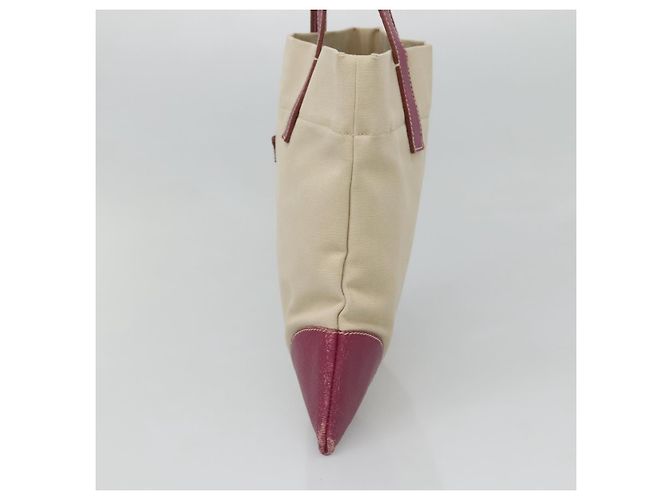 PRADA Borsa a Mano Tela Pelle Beige Viola Argento Auth am8322 Porpora - vista 4