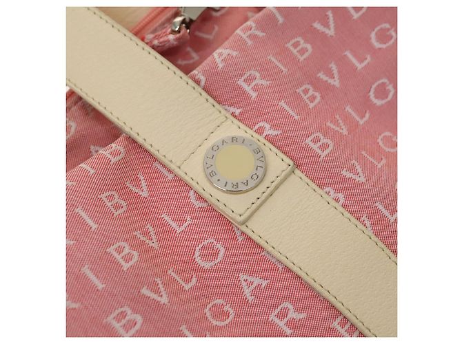Bulgari Borsa Tote BVLGARI Logo Mania in tela rosa argento Auth 121657 - vista 10