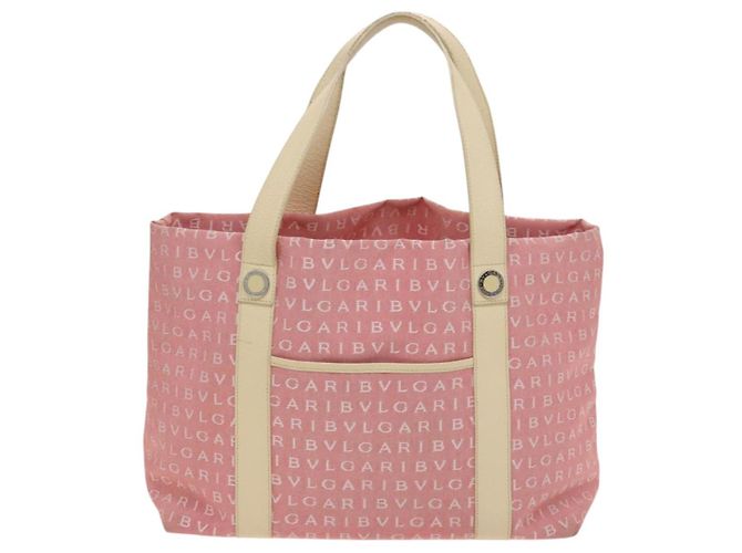 Bulgari Borsa Tote BVLGARI Logo Mania in tela rosa argento Auth 121657 - vista 13