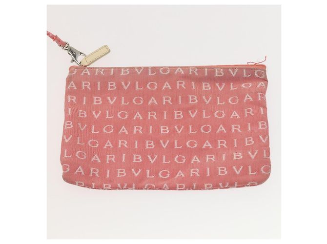 Bulgari Borsa Tote BVLGARI Logo Mania in tela rosa argento Auth 121657 - vista 20