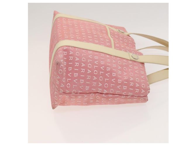 Bulgari Borsa Tote BVLGARI Logo Mania in tela rosa argento Auth 121657 - vista 3