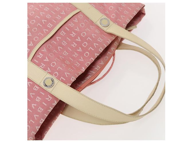 Bulgari Borsa Tote BVLGARI Logo Mania in tela rosa argento Auth 121657 - vista 6