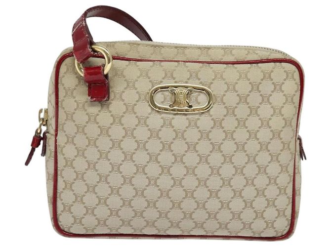 Céline Borsa a Spalla in Tela Macadam CELINE Beige Oro Auth 123145 D'oro - vista 13