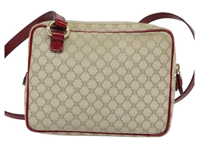 Céline Borsa a Spalla in Tela Macadam CELINE Beige Oro Auth 123145 D'oro - vista 2