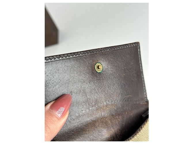 Vintage Gucci Leder-Canvas-Brieftasche Grau Braun - Ansicht 3