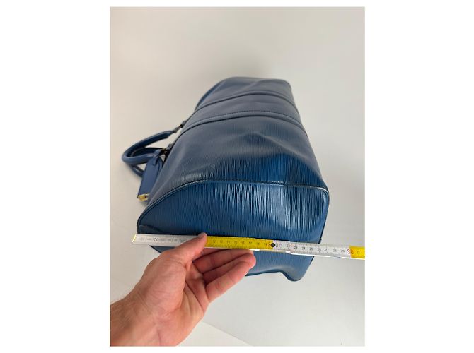 Keepall Borsa da viaggio vintage Louis Vuitton in pelle EPI blu - vista 6