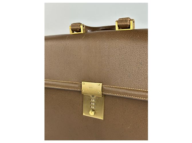 Valigetta in pelle vintage Gucci marrone - vista 4