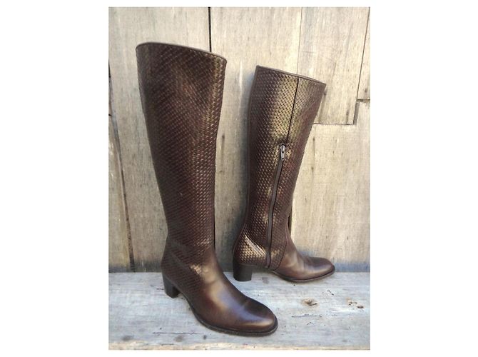 Botas Stéphane Kelian de cuero trenzado marrón oscuro - vista 2