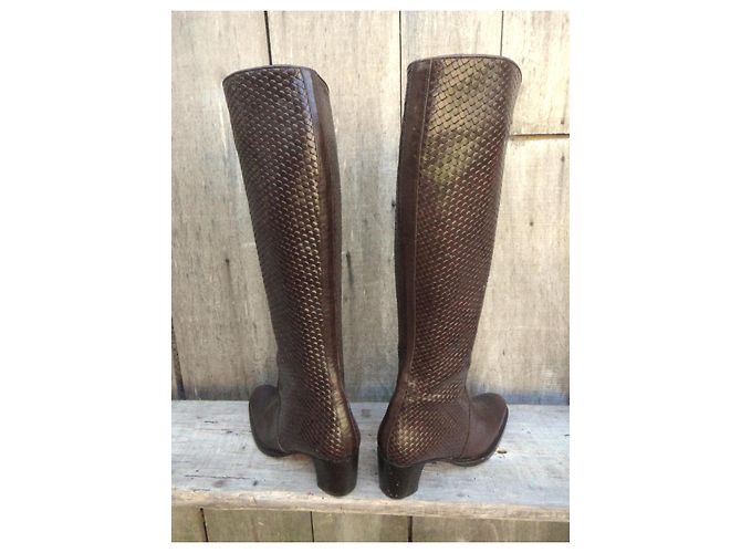 Botas Stéphane Kelian de cuero trenzado marrón oscuro - vista 4