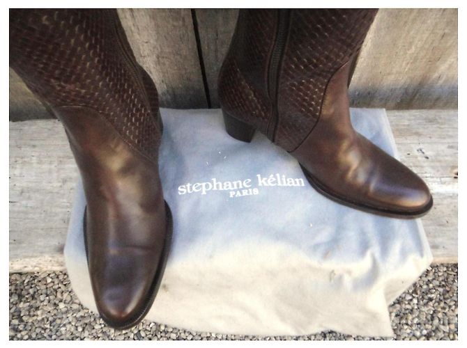 Botas Stéphane Kelian de cuero trenzado marrón oscuro - vista 8